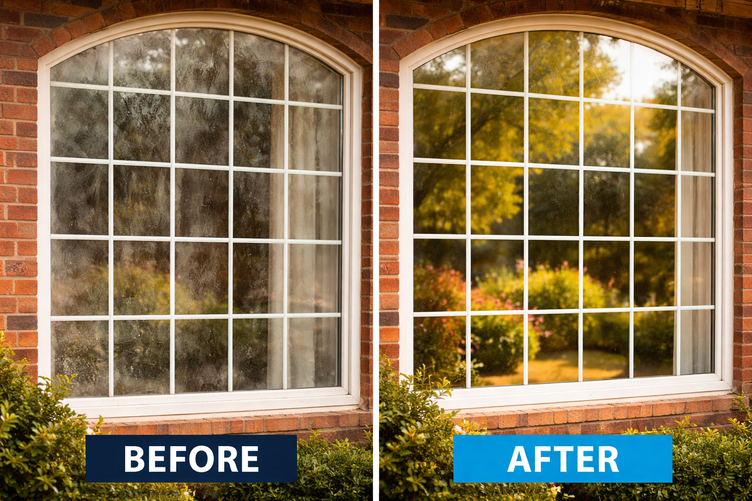Before and after window cleaning comparison